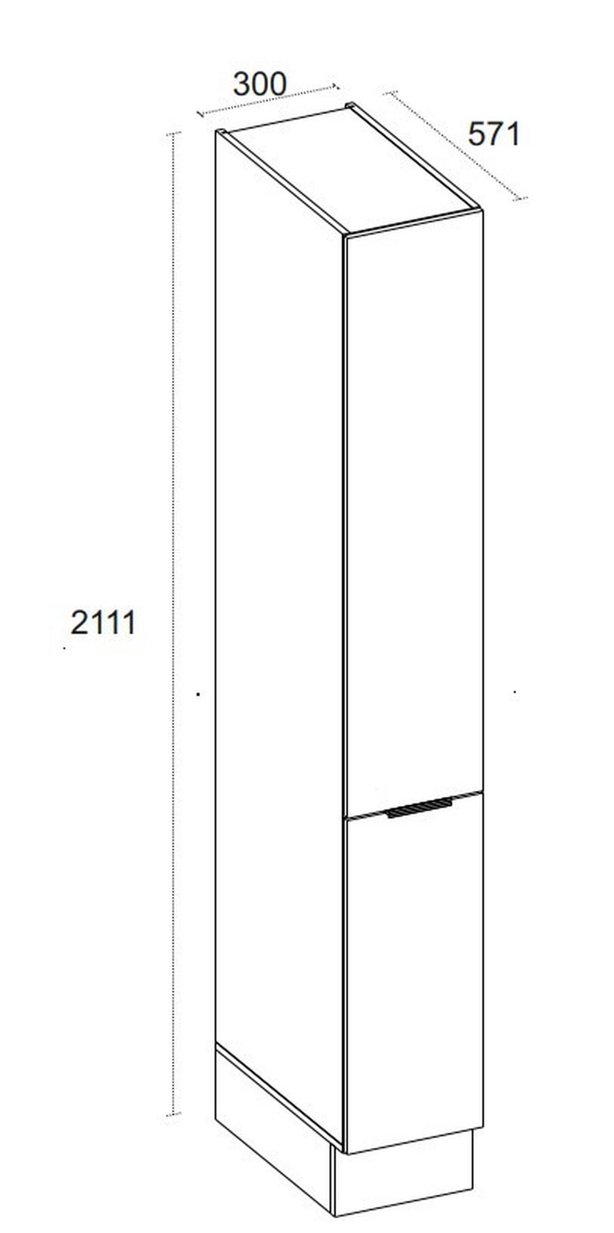 Apothekerschrank LINZ in Cubanit grau - Schwarz/Eiche Artisan, MODERN, Holzwerkstoff/Metall (30/211/57cm)