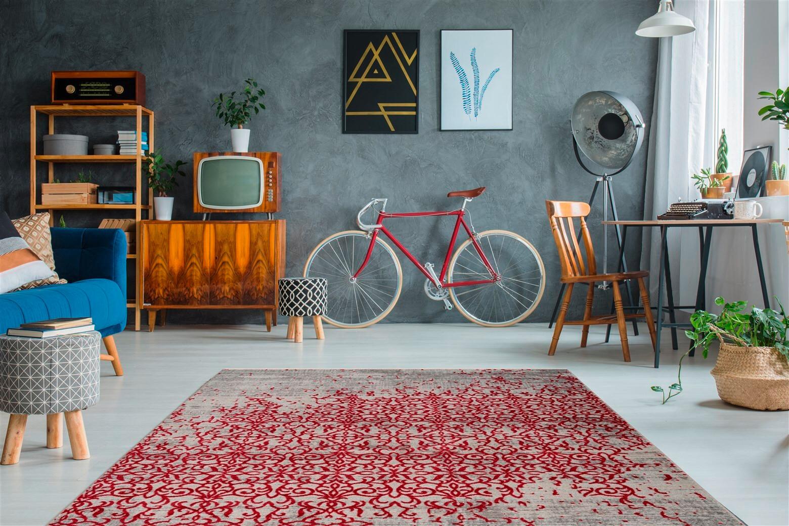Webteppich Baroque 200 Rot 200cm X 290cm - Rot, Basics, Textil (200/290cm) - Kayoom
