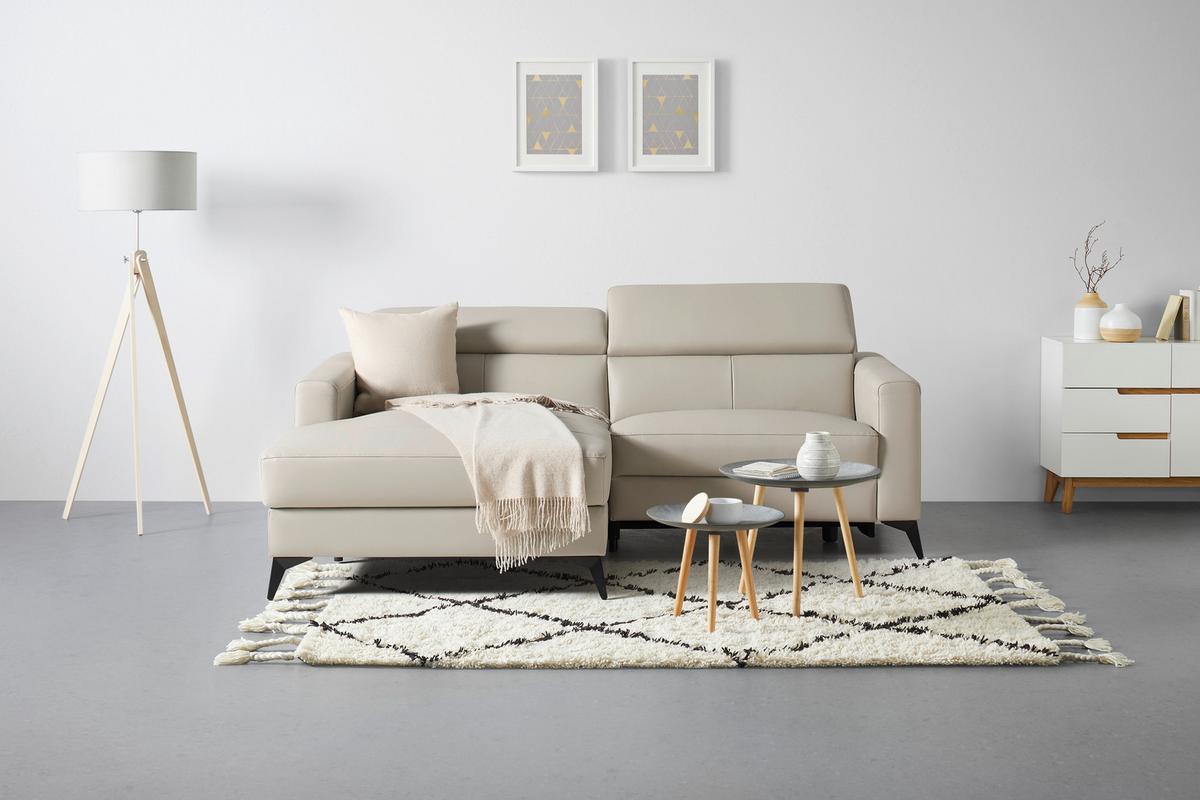 Sarokkanapé Bari - bézs, Konventionell, bőr/textil (102-163/75-95/214cm) - Mömax