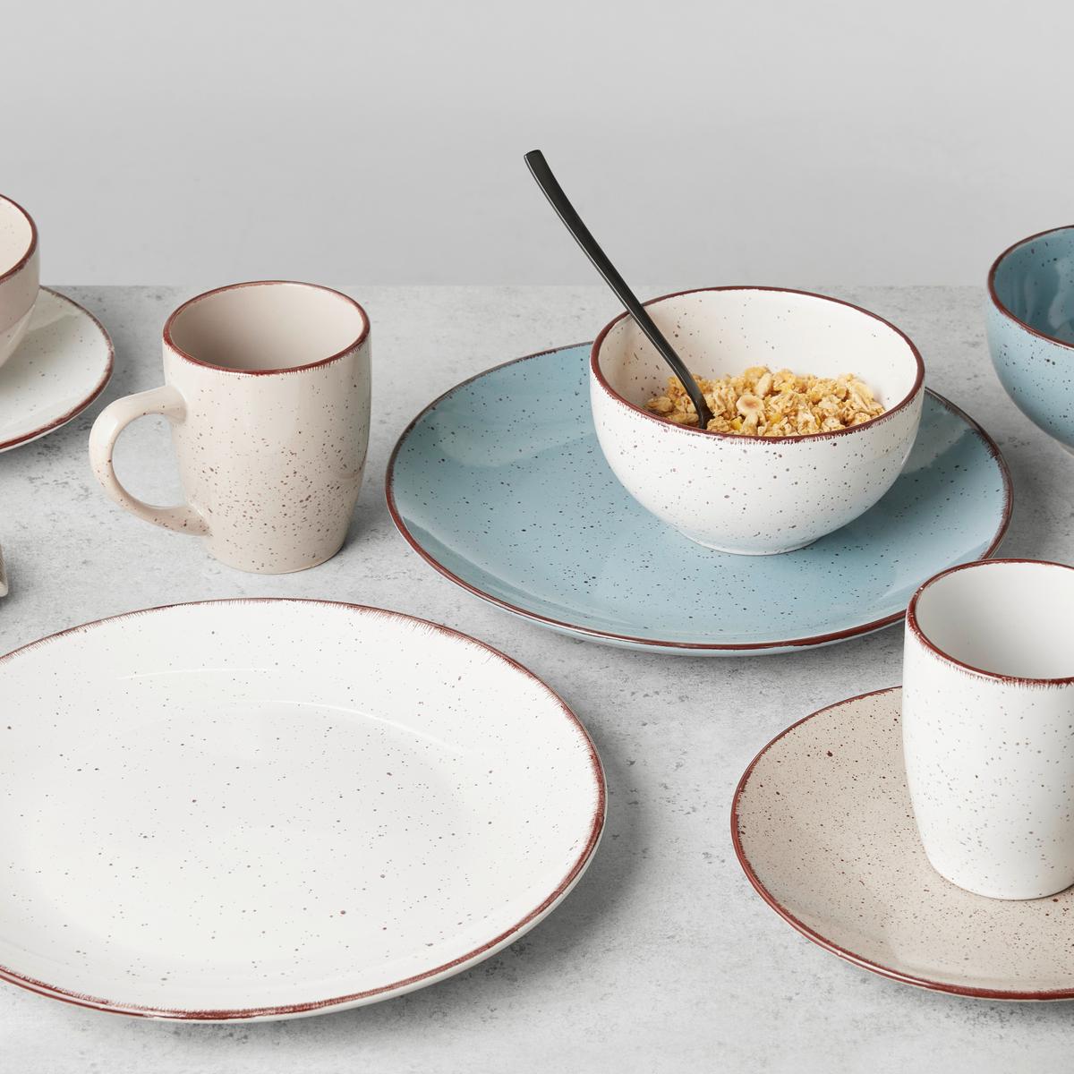 Kombiservice Kelly aus Steinzeug, 24-teilig - Blau/Weiss, Modern, Keramik - Modern Living