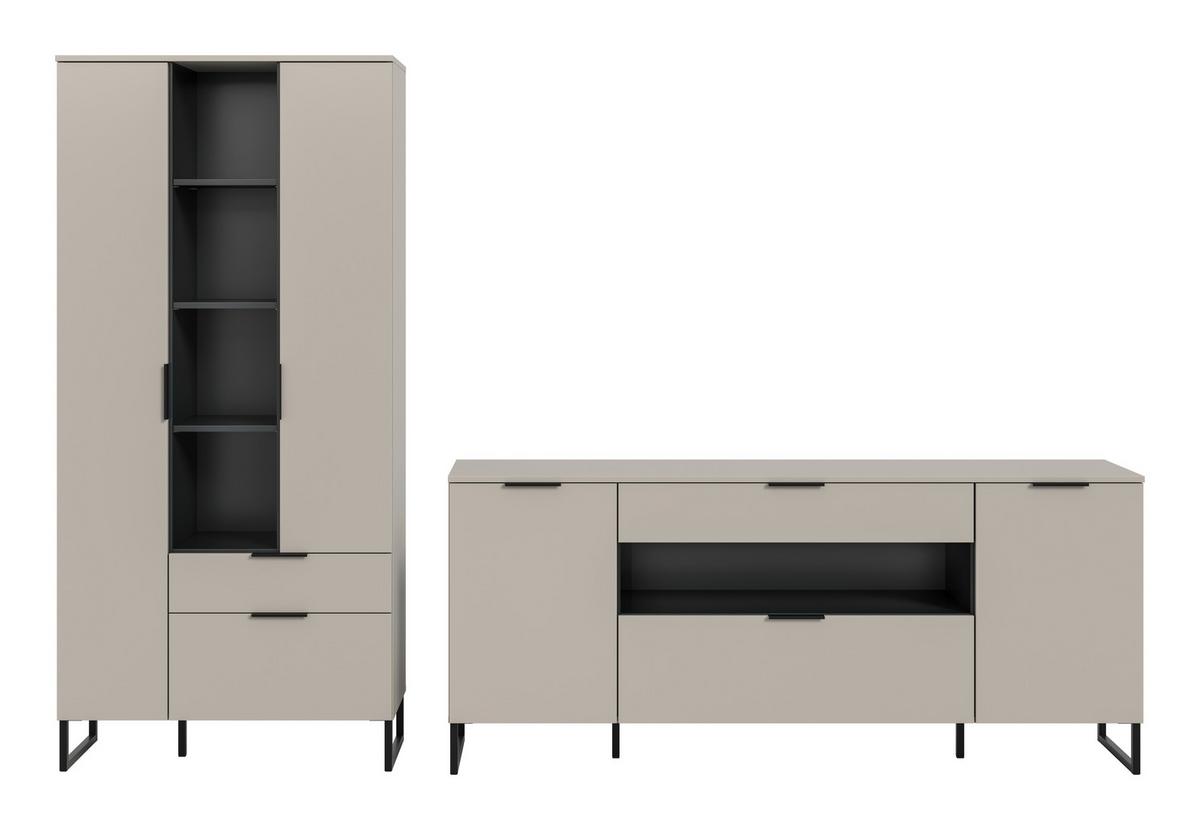 Dnevni Regal Noida, Kašmir, Črna, 2-Delni - kašmir/črna, Design, kovina/leseni material (290/192/41cm) - Livetastic