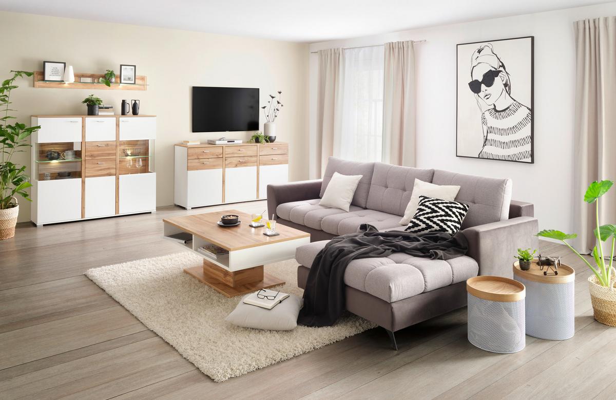 Komoda Alamo - barve kroma/barve hrasta, Moderno, kovina/leseni material (170/87/43cm) - Mömax