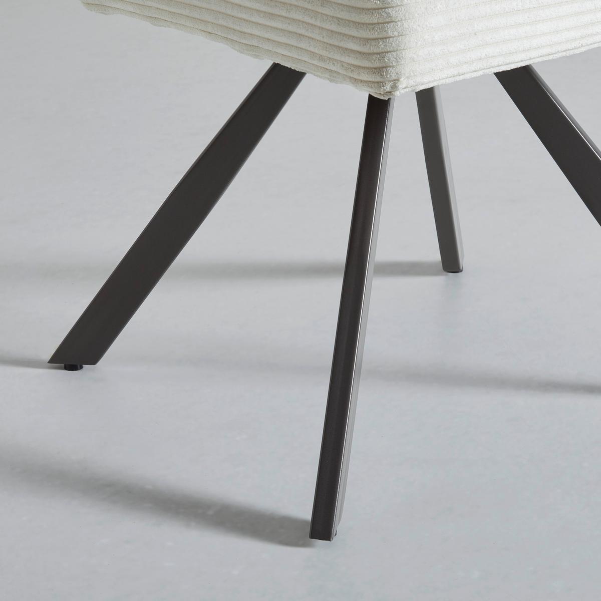Stol Fina, Bež, Rebrasti Žamet - temno siva/bela, Moderno, kovina/tekstil (49/91/64cm) - Bessagi Home