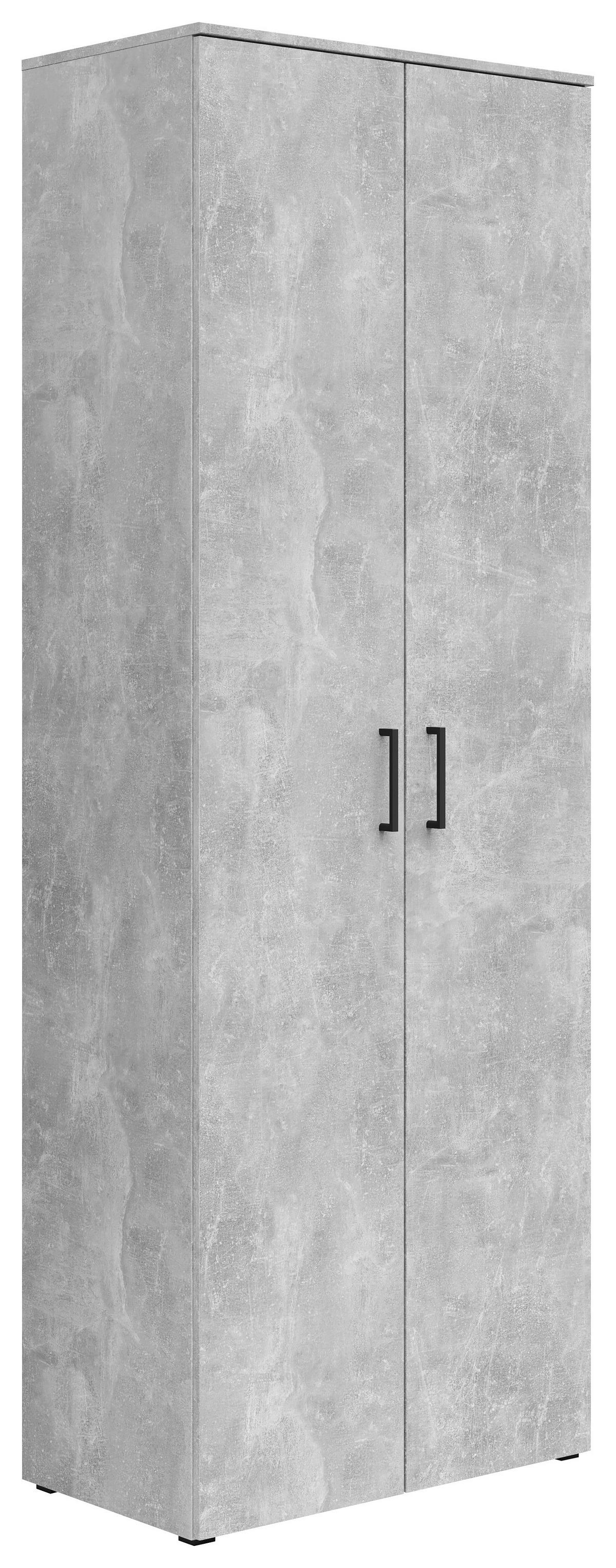 Schrank Multistauraum Betonoptik - Schwarz/Grau, MODERN, Holzwerkstoff/Kunststoff (70/195/40cm) - Mömax