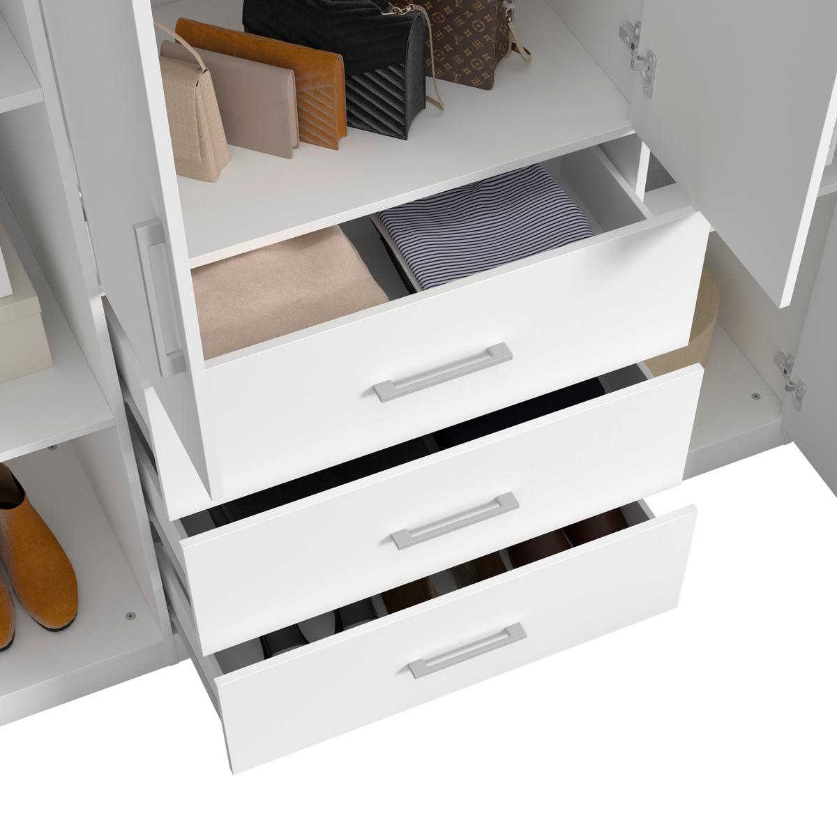 Drehtürenschrank Vivaldi -Exklusiv- - Weiss Hochglanz/Chromfarben, Konventionell, Holzwerkstoff/Metall (245/210/55cm) - Mömax