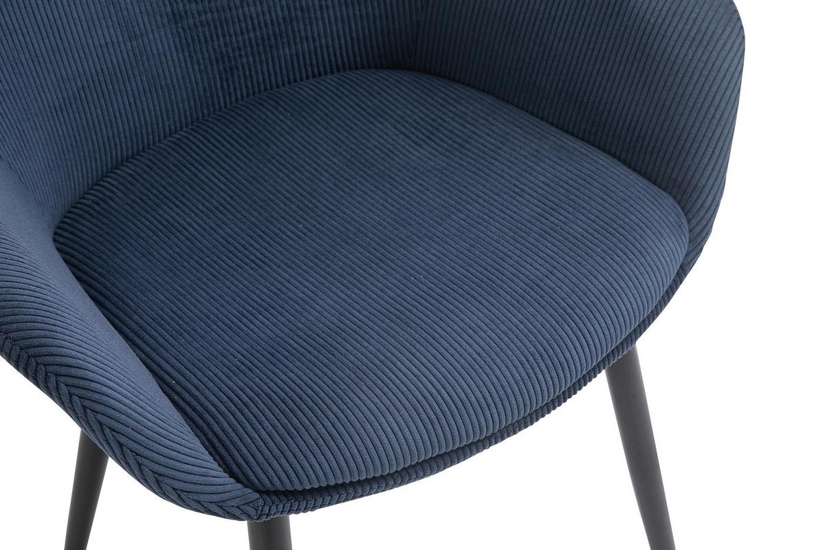 Set Naslanjačev Cord, Temno Modra, 2-Delni - črna/temno modra, Moderno, kovina/tekstil (64/86/59cm) - Livetastic