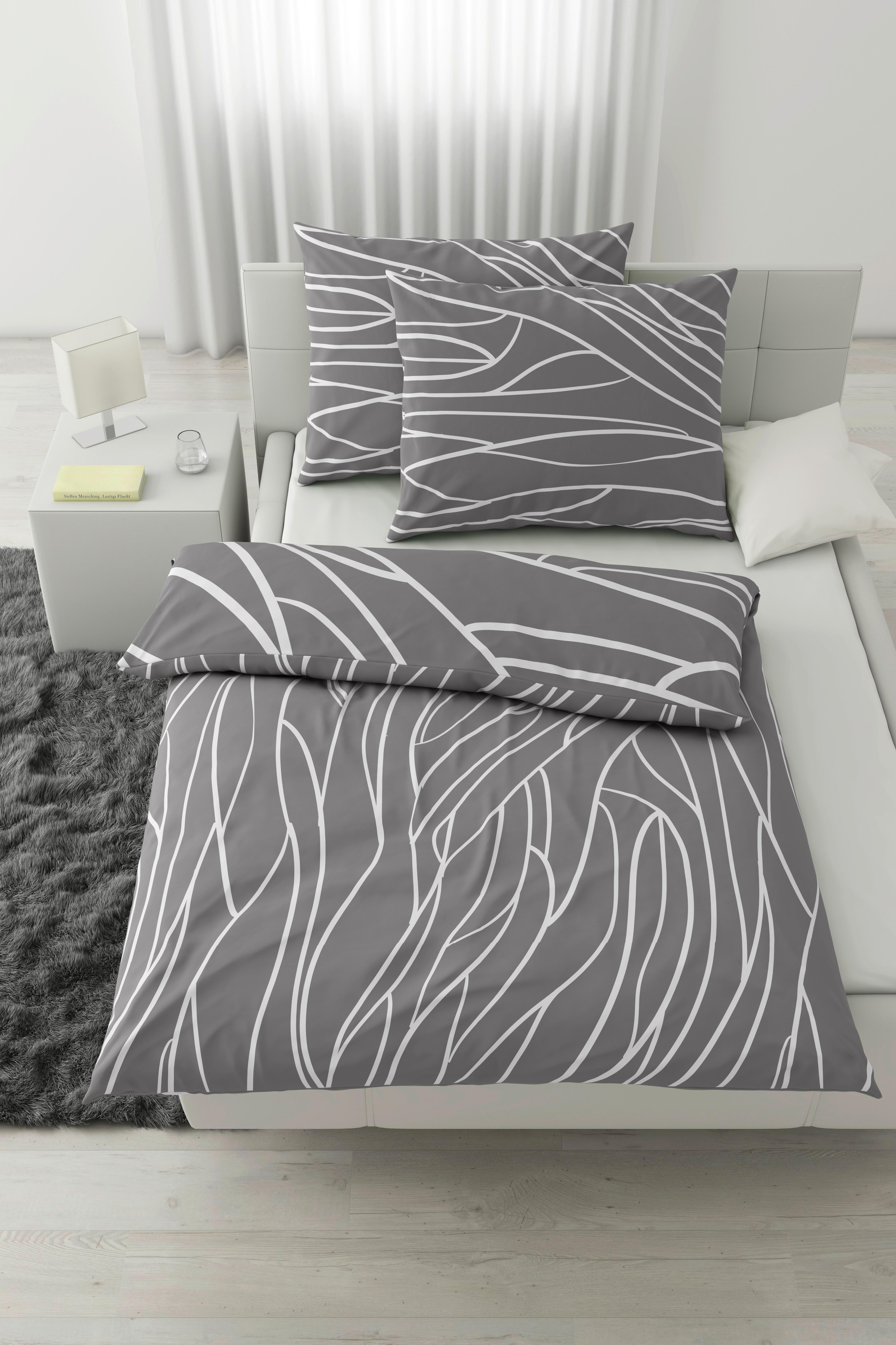 Lenjerie de pat Juliane,cca. 200x220/2x50x70cm - gri, Konventionell, textil (200/220cm) - Mömax