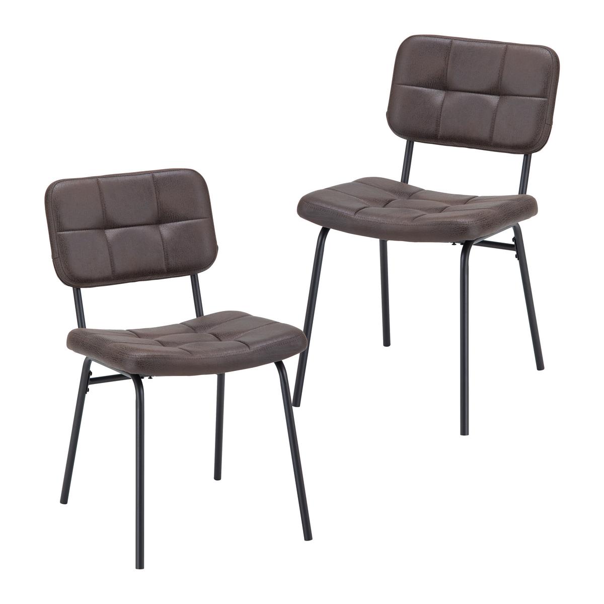 Stuhl 2er-Set Valentin Taupe gepolstert - Taupe/Schwarz, MODERN, Holz/Textil (44/80/59cm) - Bessagi Home