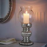 Kerzenhalter Charline inkl. Glas H ca. 45 cm - Silberfarben, KONVENTIONELL, Glas/Metall (20/45cm) - Mömax modern living