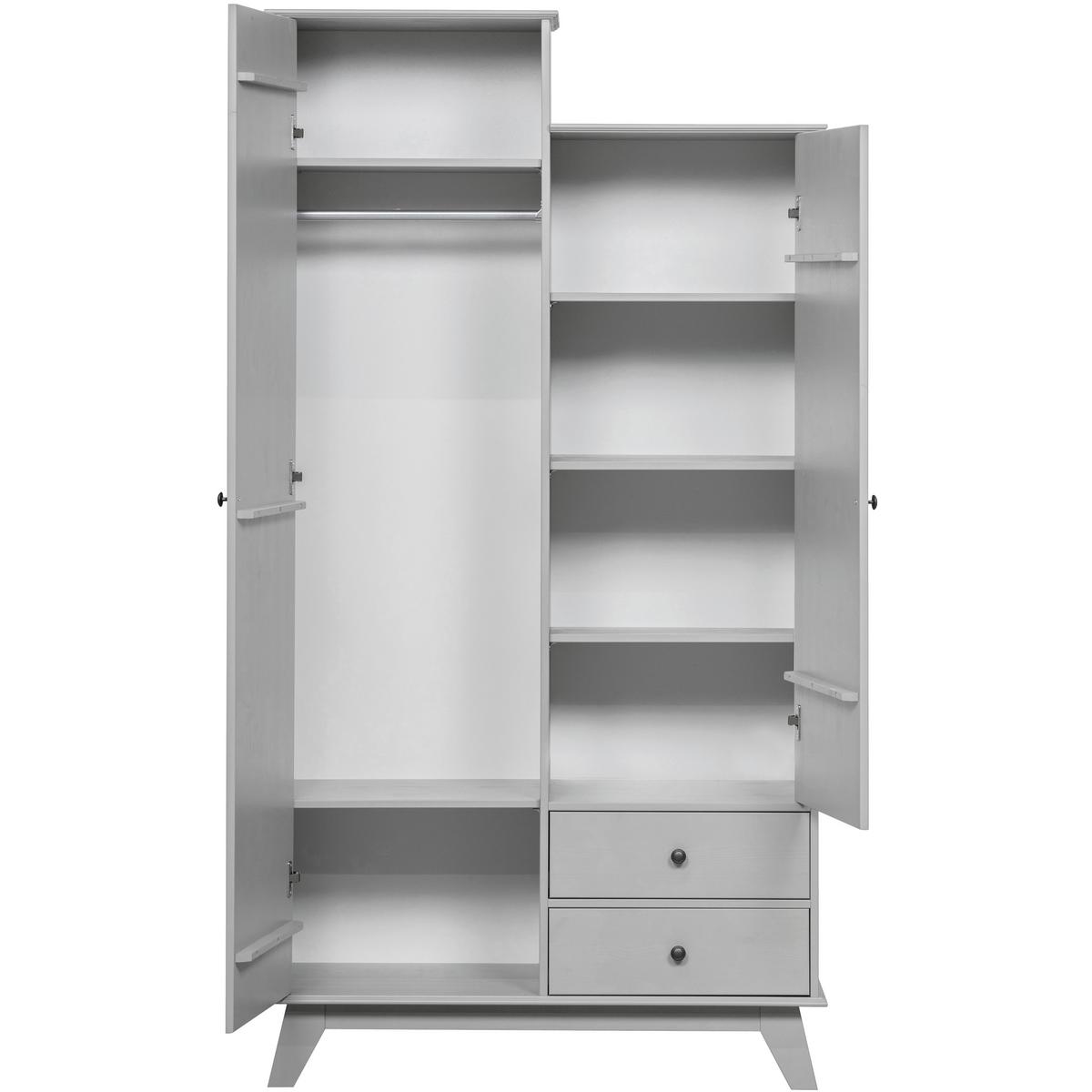 Drehtürenschrank Lily Grau - Schwarz/Grau, Basics, Holz/Metall (98/190/41cm) - MID.YOU
