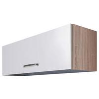 KÜCHENOBERSCHRANK VALERO KHW 100 - Edelstahlfarben/Weiß Hochglanz, KONVENTIONELL, Holzwerkstoff/Metall (100/32/32cm) - FlexWell