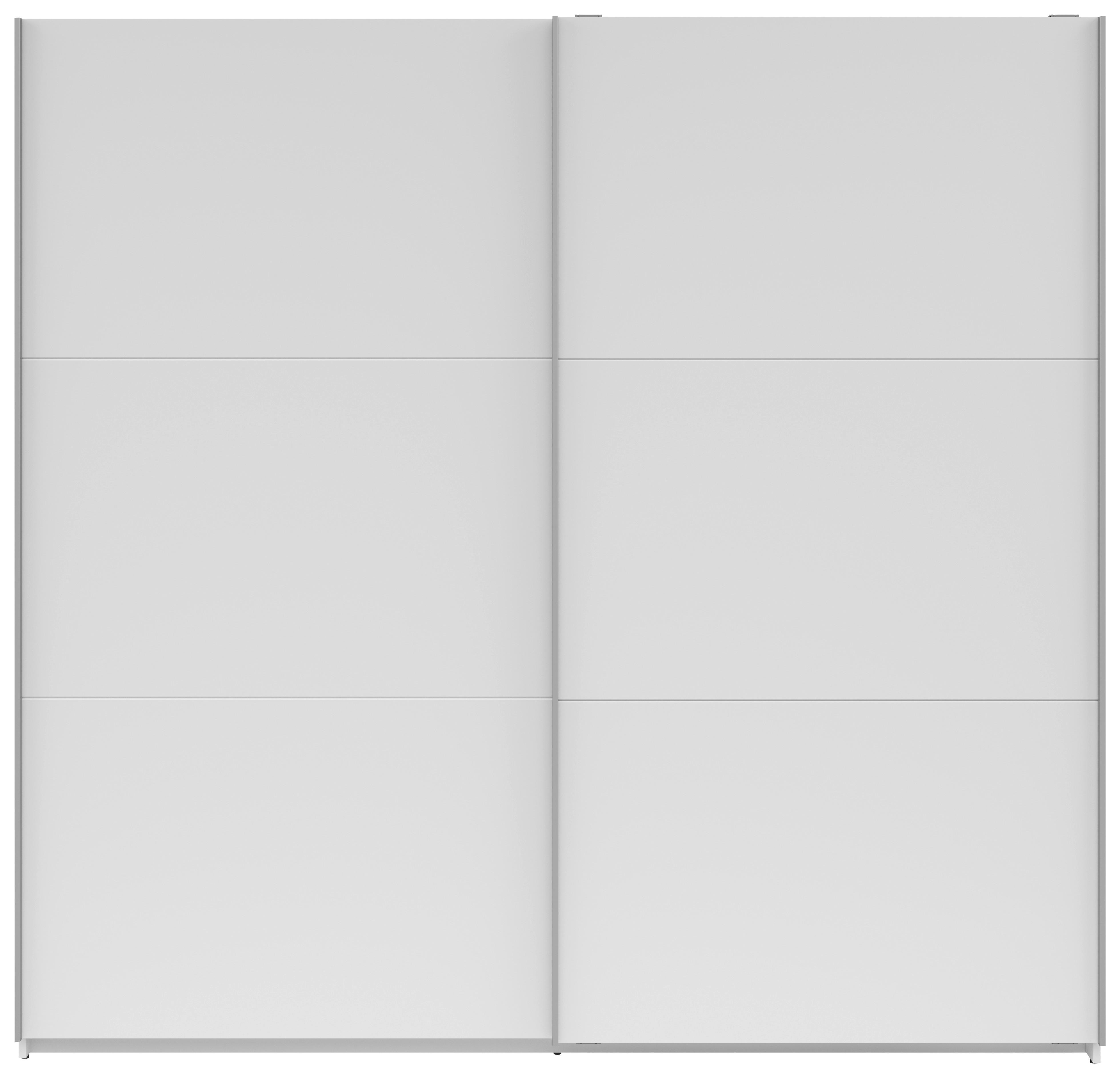 Schwebetürenschrank Saturn in Weiss ca. 218x210x59cm - Weiss/Silberfarben, Konventionell, Holzwerkstoff/Metall (218/210/59cm) - Mömax