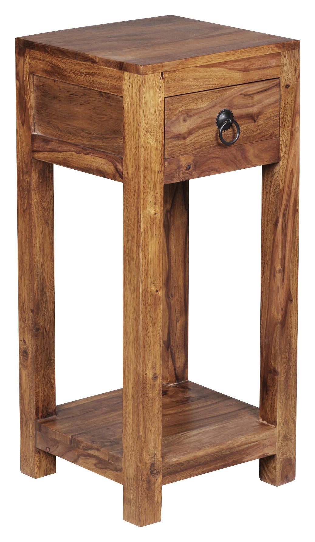 Beistelltisch Mumbai ca. 30x30 cm Sheeshamholz - Sheeshamfarben/Schwarz, Design, Holz/Metall (30/30/68cm) - MID.YOU