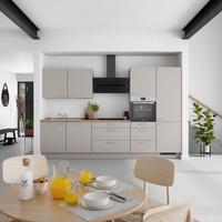 Küchenblock Touch High m. Geräten Grau - Eiche dunkel/Edelstahlfarben, MODERN, Holzwerkstoff/Metall (330cm) - Nobilia