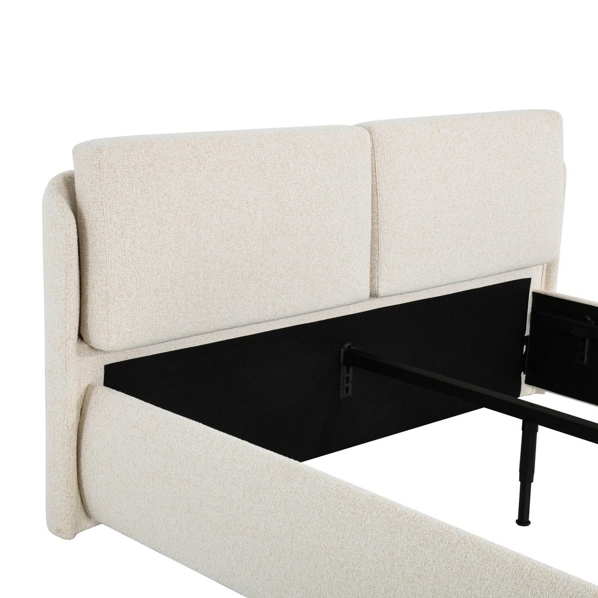 Polsterbett Livorno Creme ca. 180x200cm - Creme/Schwarz, KONVENTIONELL, Textil/Metall (180/200cm) - Mömax