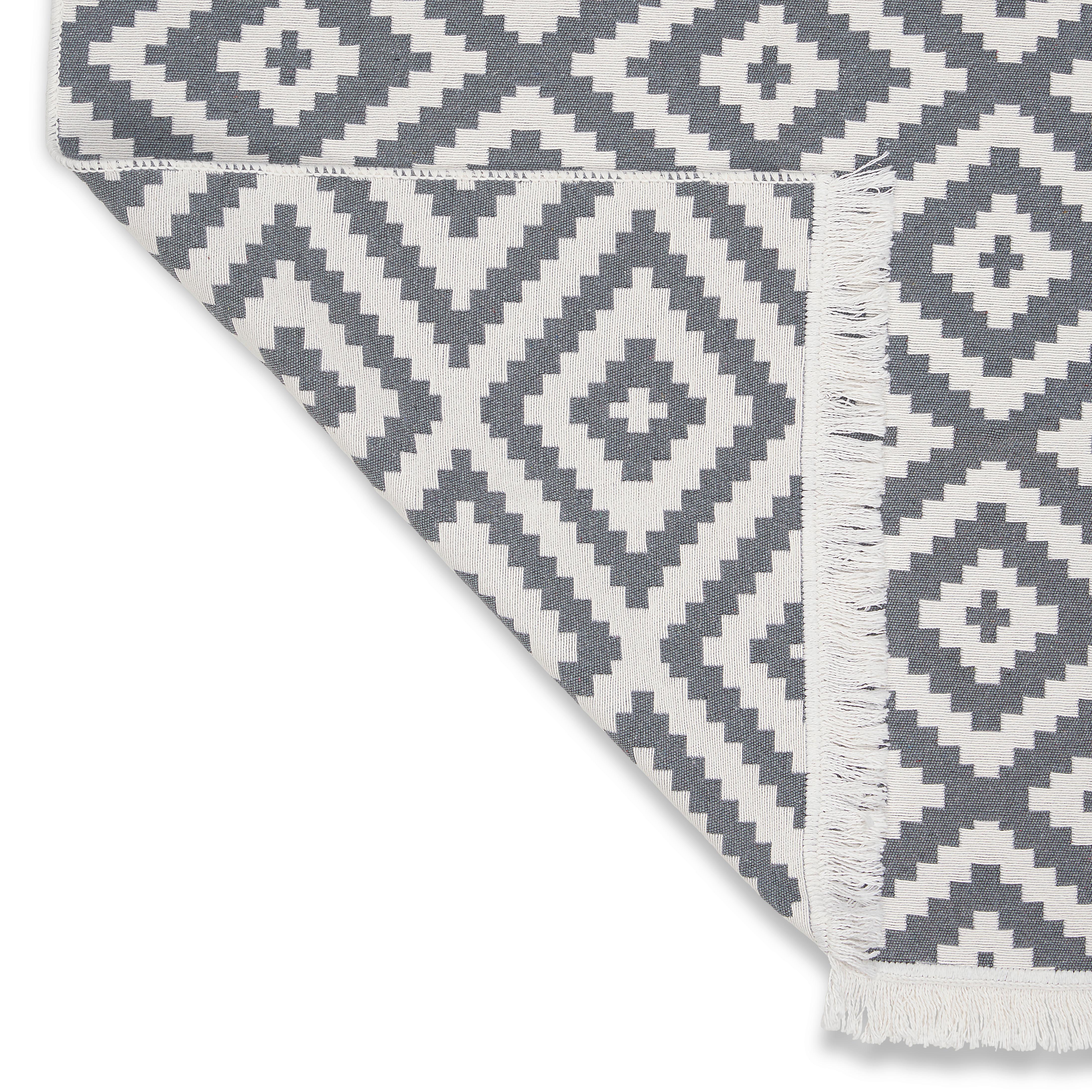 HANDVÄVD MATTA INAYA 2 - vit/antracit, Modern, textil (120/170cm) - Mömax
