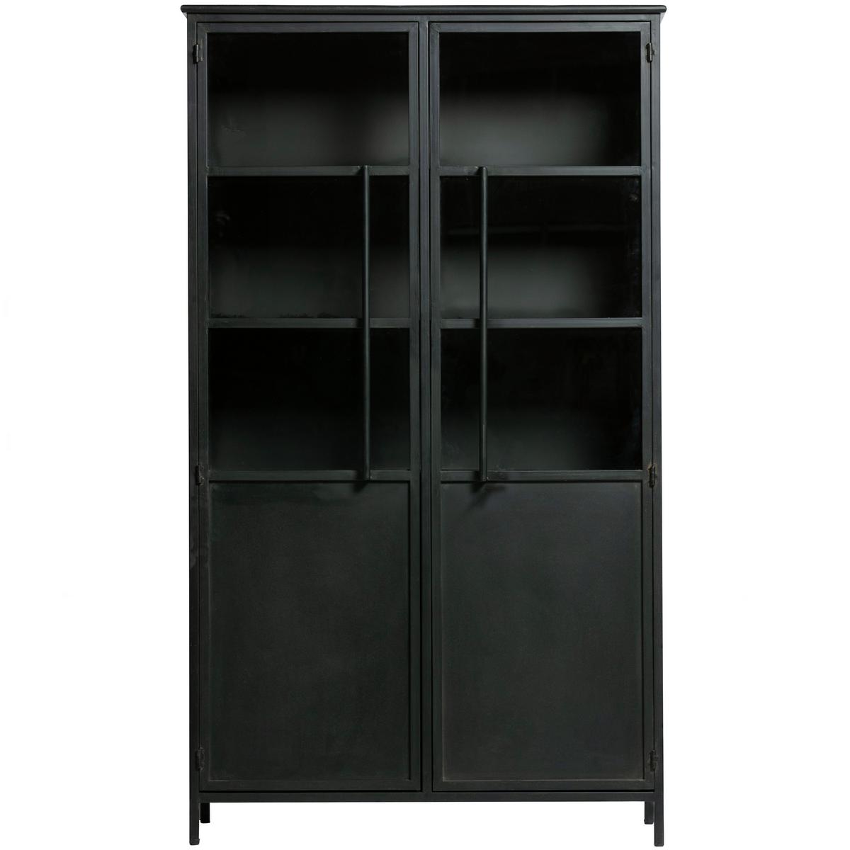Vitrine Exhibit Schwarz - Schwarz, Design, Glas/Metall (99/170/44cm) - Livetastic