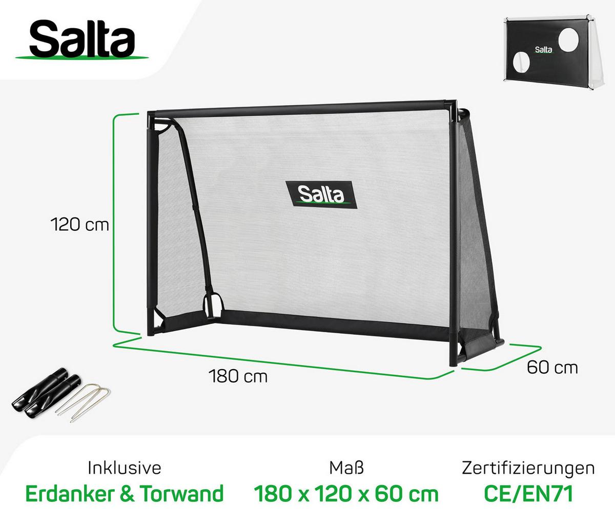 FUßBALLTOR SALTA LEGEND MIT TORWAND - Schwarz, KONVENTIONELL, Kunststoff/Metall (180/120/60cm) - Salta