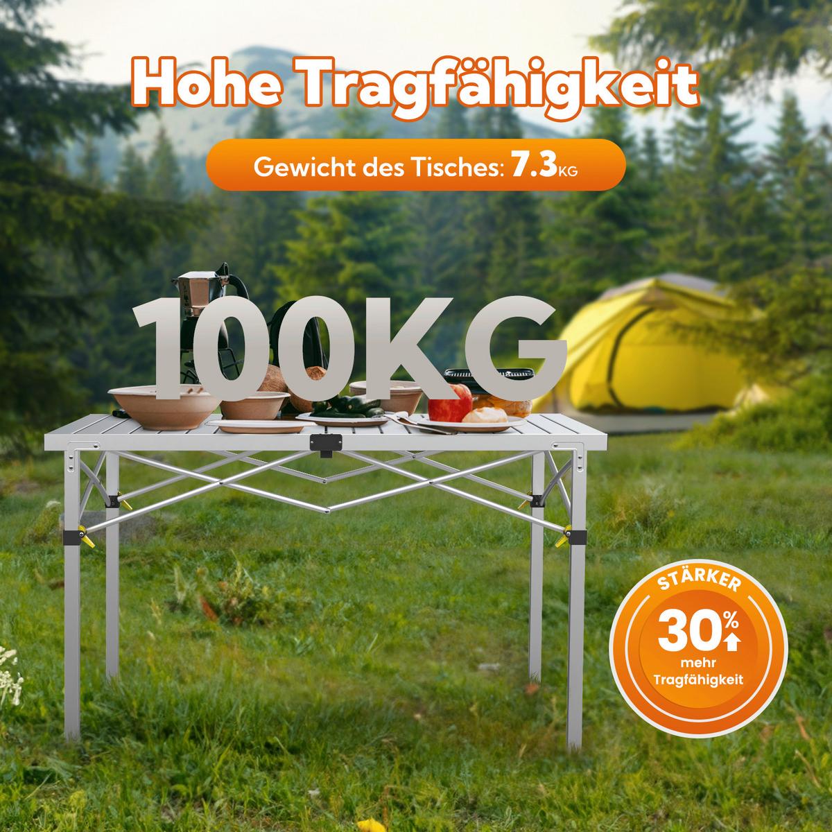 Campingtisch Silberfarben klappbar - Silberfarben, Basics, Metall (118/70/70cm) - Modante