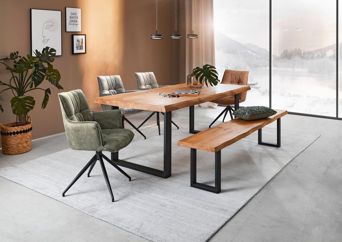 KRZESŁO Z PODŁOKIETNIKAMI OSAKA - czarny/oliwkowa zieleń, Design, metal/tkanina (59/89,5/63cm) - Novel