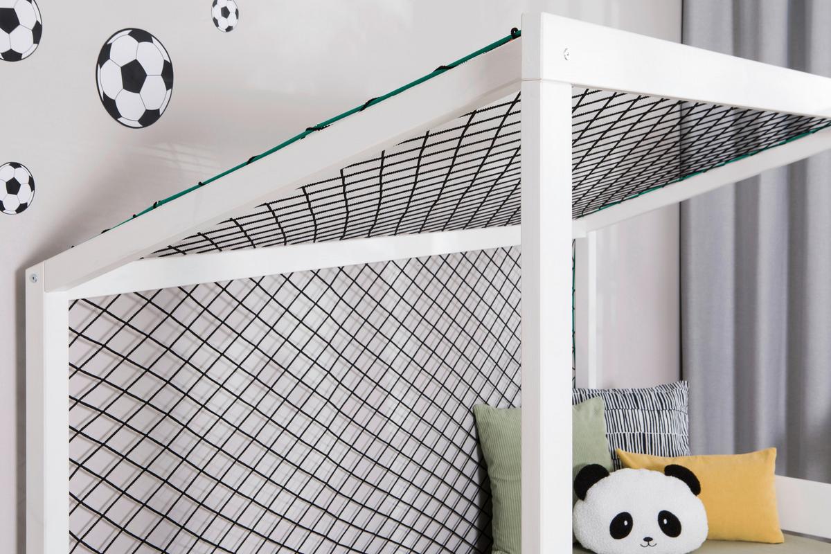 Postelja Soccer, 90x200cm, 1x Letveno Dno, 1x Vzmetnica - bela/naravne barve, Moderno, tekstil/les (90/200cm) - MID.YOU