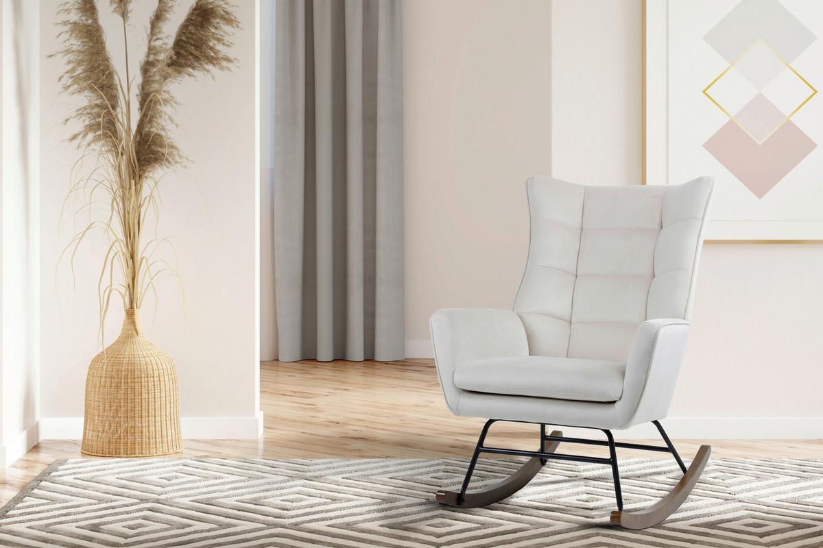 Schaukelstuhl Bryana Beige Polyester - Beige, Design, Holz/Kunststoff (68/97/88cm) - Kayoom