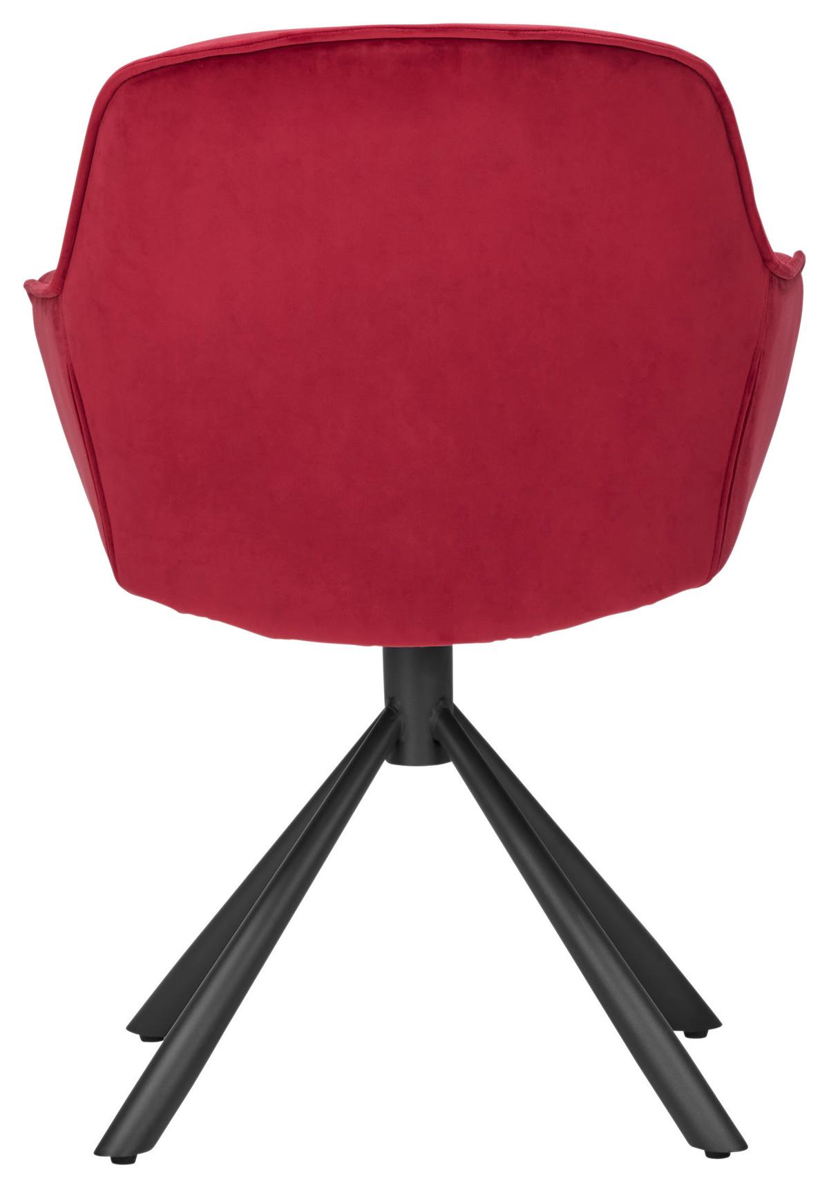 Armlehnstuhl in Rot - Rot/Schwarz, Modern, Textil/Metall (63/86/66cm) - Mömax