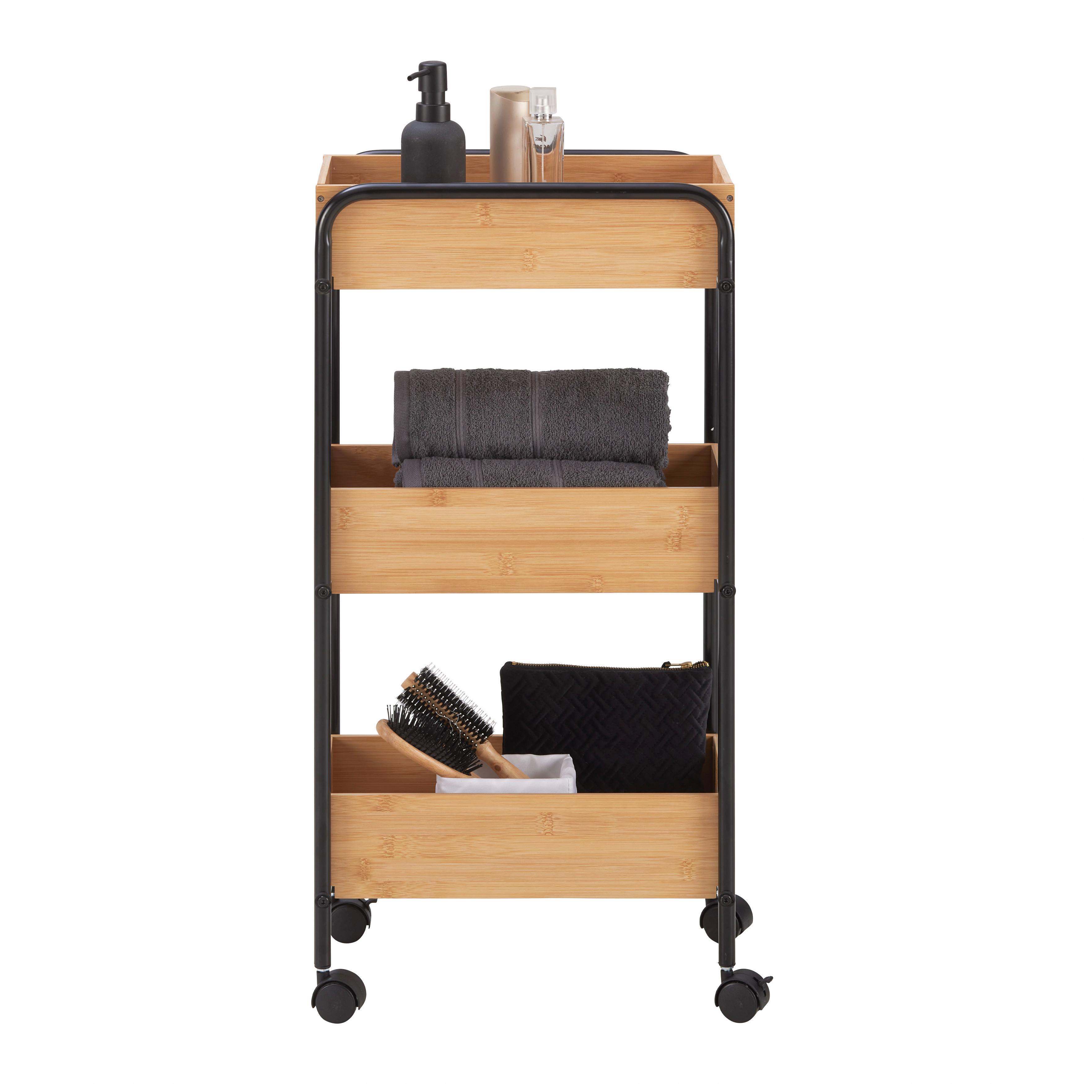 RULLVAGN VICKY -SB- - svart/naturfärgad, Modern, metall/plast (40/81,5/23cm) - Mömax