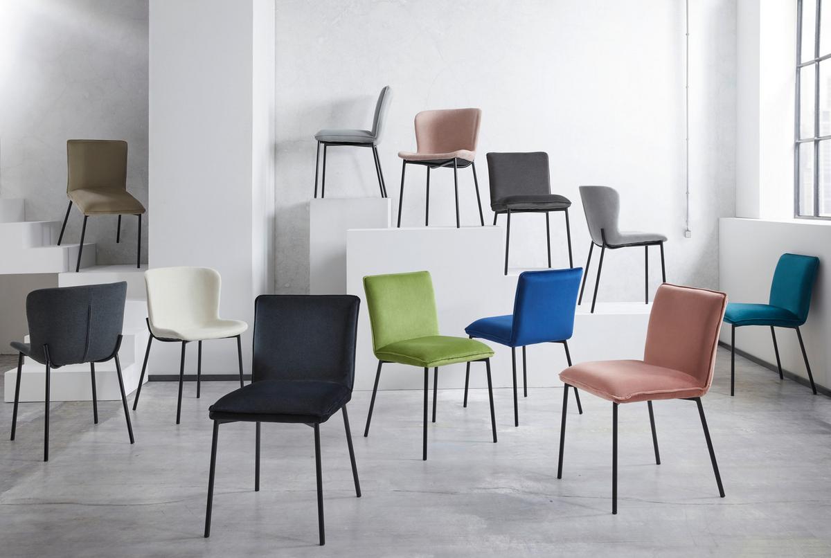 Stuhl Darla Dunkelgrau Velours Gepolstert - Dunkelgrau/Schwarz, MODERN, Holz/Textil (49/81/55cm) - Bessagi Home