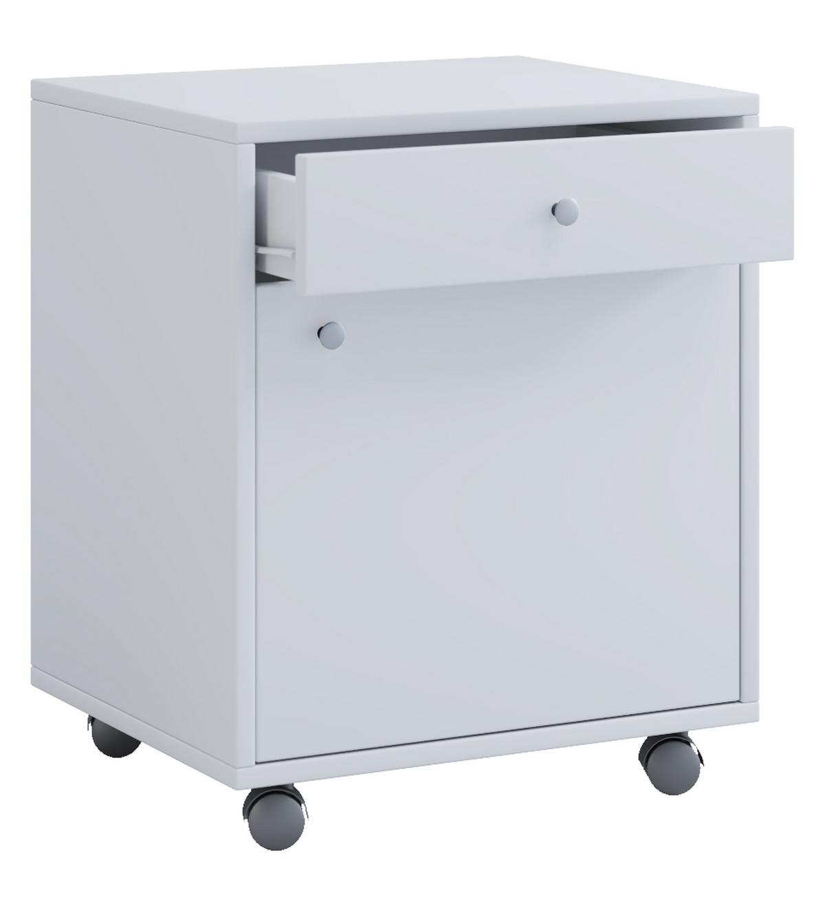 Predalnik Na Kolescih Masola, Bela - siva/bela, Design, umetna masa/leseni material (45/54/38cm) - MID.YOU