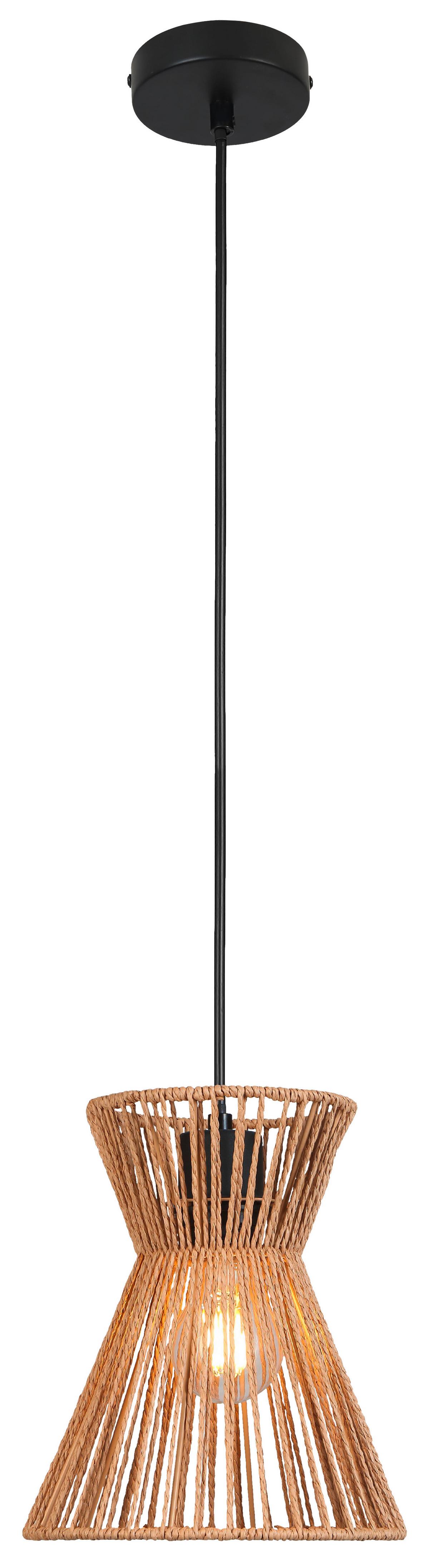 suspension in Natur/Schwarz max. 25 Watt - noir/couleur écru, Konventionell, métal/papier (20/120cm) - Mömax