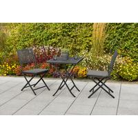 BALKONSET SAMOS SET 5TLG. - Graphitfarben/Grau, MODERN, Kunststoff/Metall - Gardenson