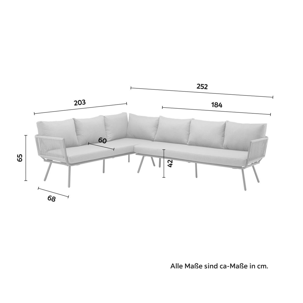 Gartenlounge in grau "Camilla" - Grau, Modern, Glas/Textil (252/65/68cm) - Bessagi Garden