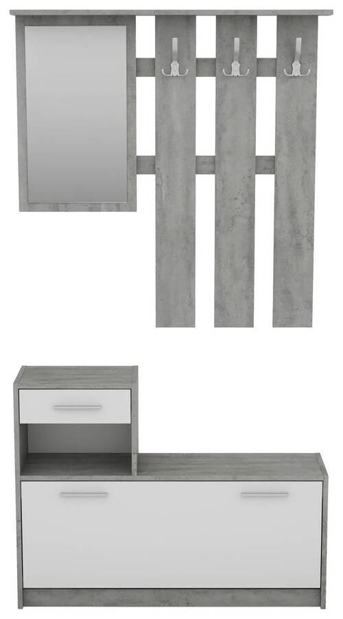 Garderobe Tamina, Grau/Weiß - Weiß/Grau, MODERN, Glas/Holzwerkstoff (97/190/25cm) - MID.YOU