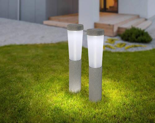Set Solarnih Svetilk Agata, S Sijalko, 2 Kos - siva, Design, umetna masa (7,7/45,6cm) - Globo