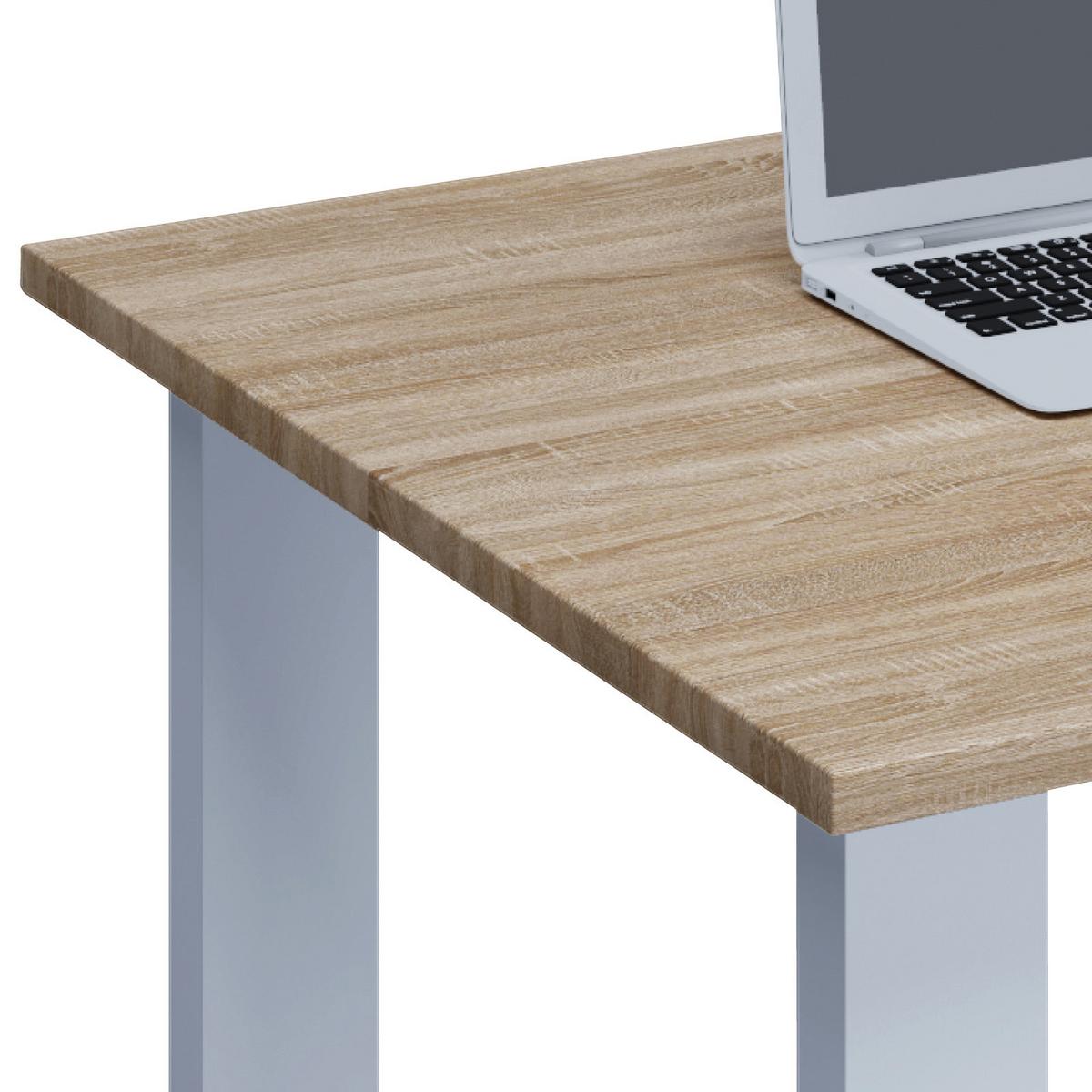Pisalna Miza Lona, Hrast, 140x80cm - bela/hrast sonoma, Moderno, kovina/leseni material (140/80/76cm) - MID.YOU