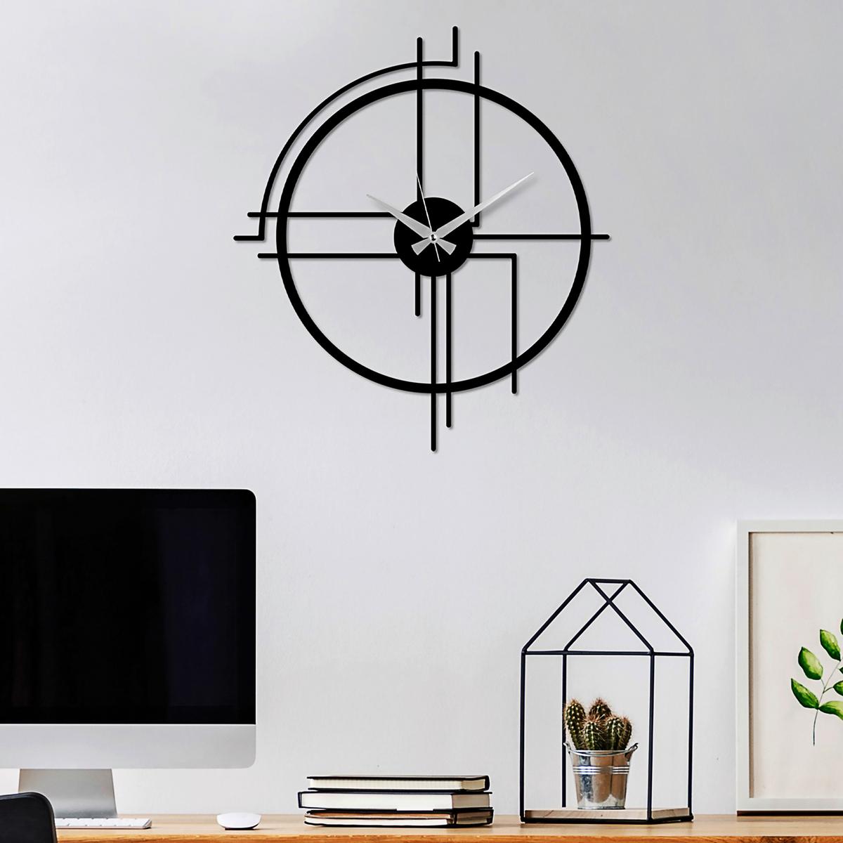 ZEGAR ŚCIENNY MINIMAL - czarny, Lifestyle, metal (43/49/0,15cm)