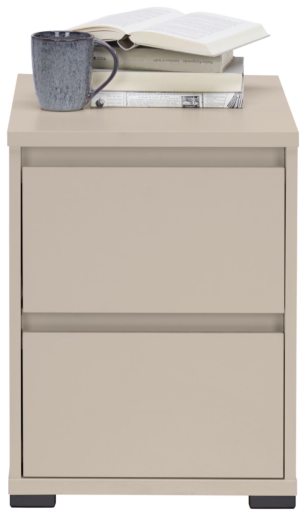 SZAFKA NOCNA LINE - antracytowy/kaszmir, Design, materiał drewnopochodny/tworzywo sztuczne (40/55/48cm) - Carryhome