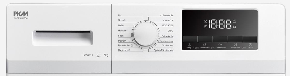 Waschmaschine WA7-ES1416DAI Weiß - Weiß, Trend, Glas/Kunststoff (59,5/85/49,5cm) - PKM