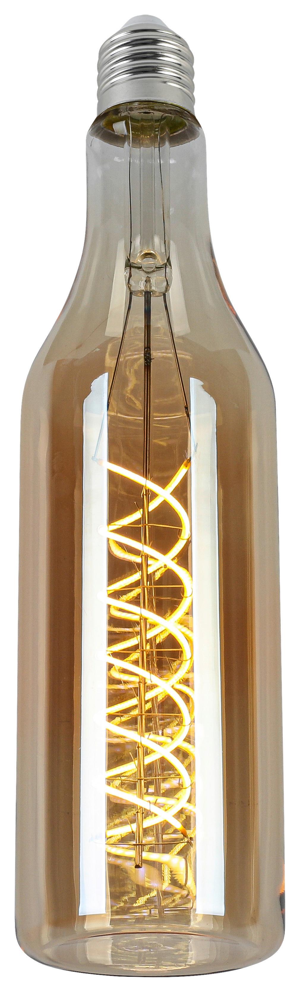 LED-Leuchtmittel Flasche Bernsteinfarben max. 4 Watt - Bernsteinfarben, Romantik / Landhaus, Glas/Metall (7,5/27,5cm) - Mömax