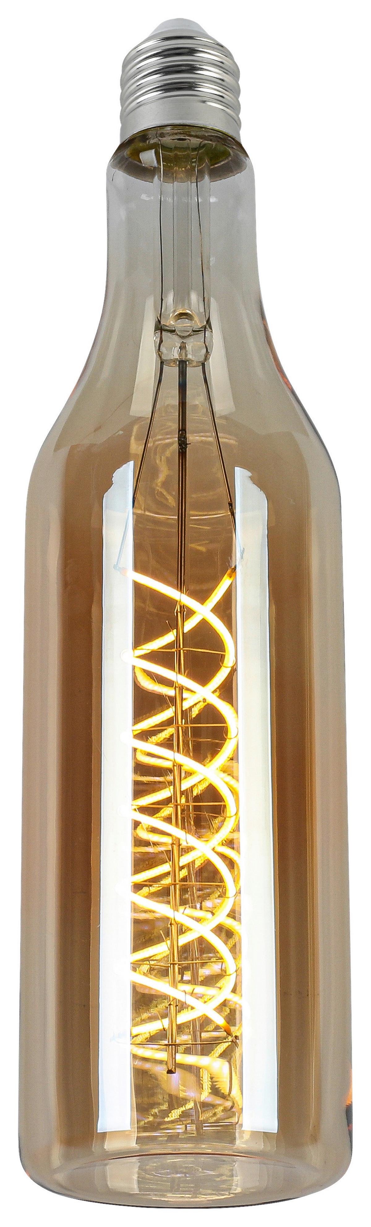 LED-Leuchtmittel Flasche Bernsteinfarben max. 4 Watt - Bernsteinfarben, Romantik / Landhaus, Glas/Metall (7,5/27,5cm) - Mömax