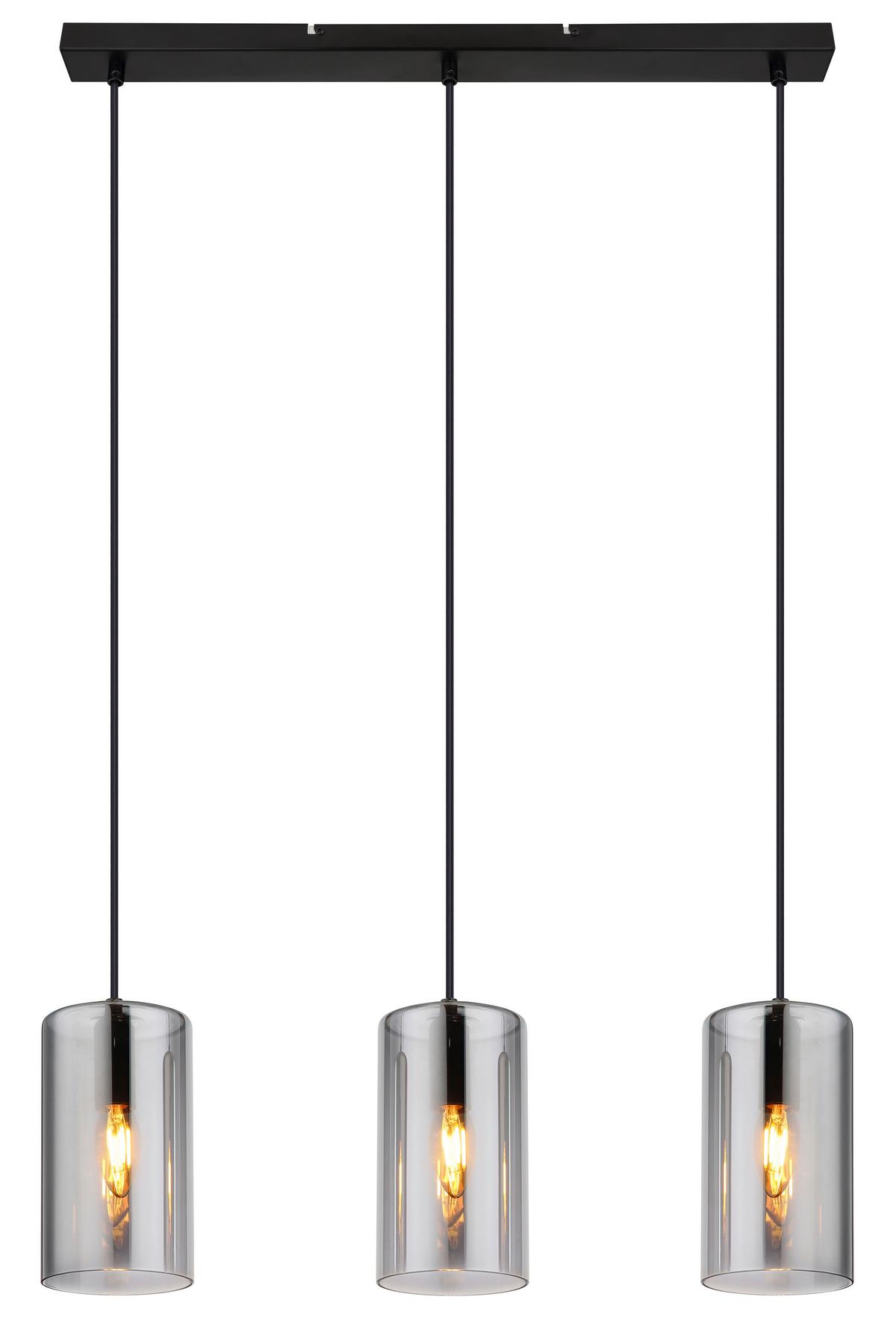 Hängeleuchte 21002-3H max. 25 Watt - Schwarz, Basics, Glas/Metall (63/11/120cm) - Globo