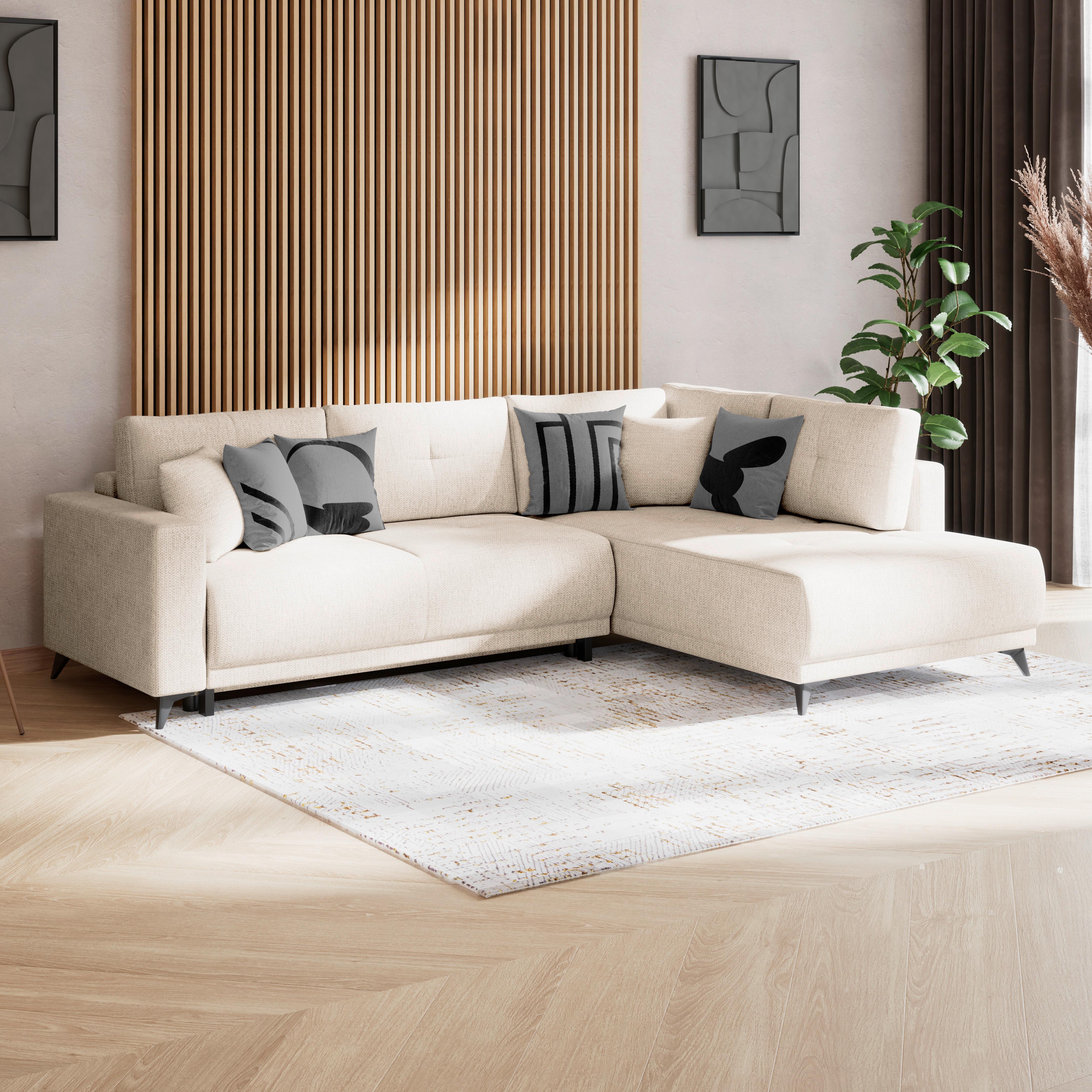 Kutna Garnitura Texas - bež/crna, Konvencionalno, drvo (259/203cm)