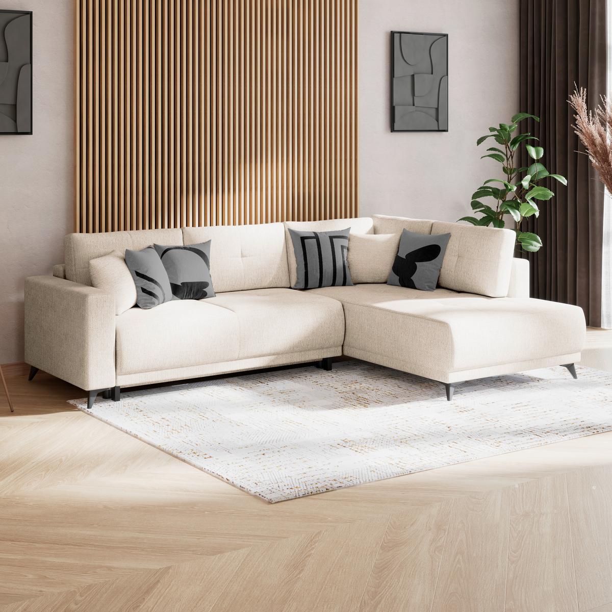 Kutna Garnitura Texas - bež/crna, Konvencionalno, drvo (259/203cm)