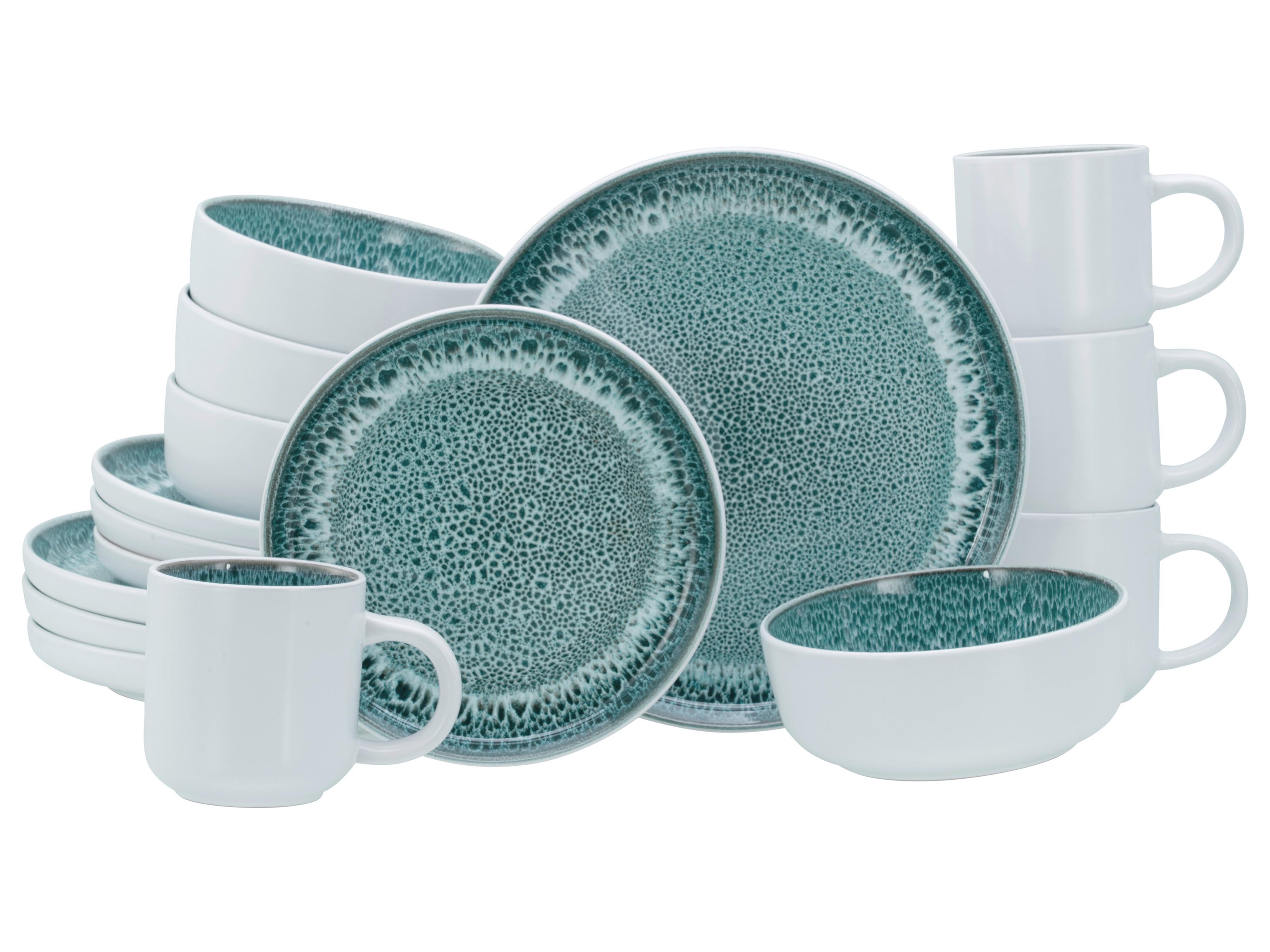 Kombinirani Servis Nordic Fjord Ice Blue, 16-Delni - svetlo modra/bela, Basics, keramika - Creatable
