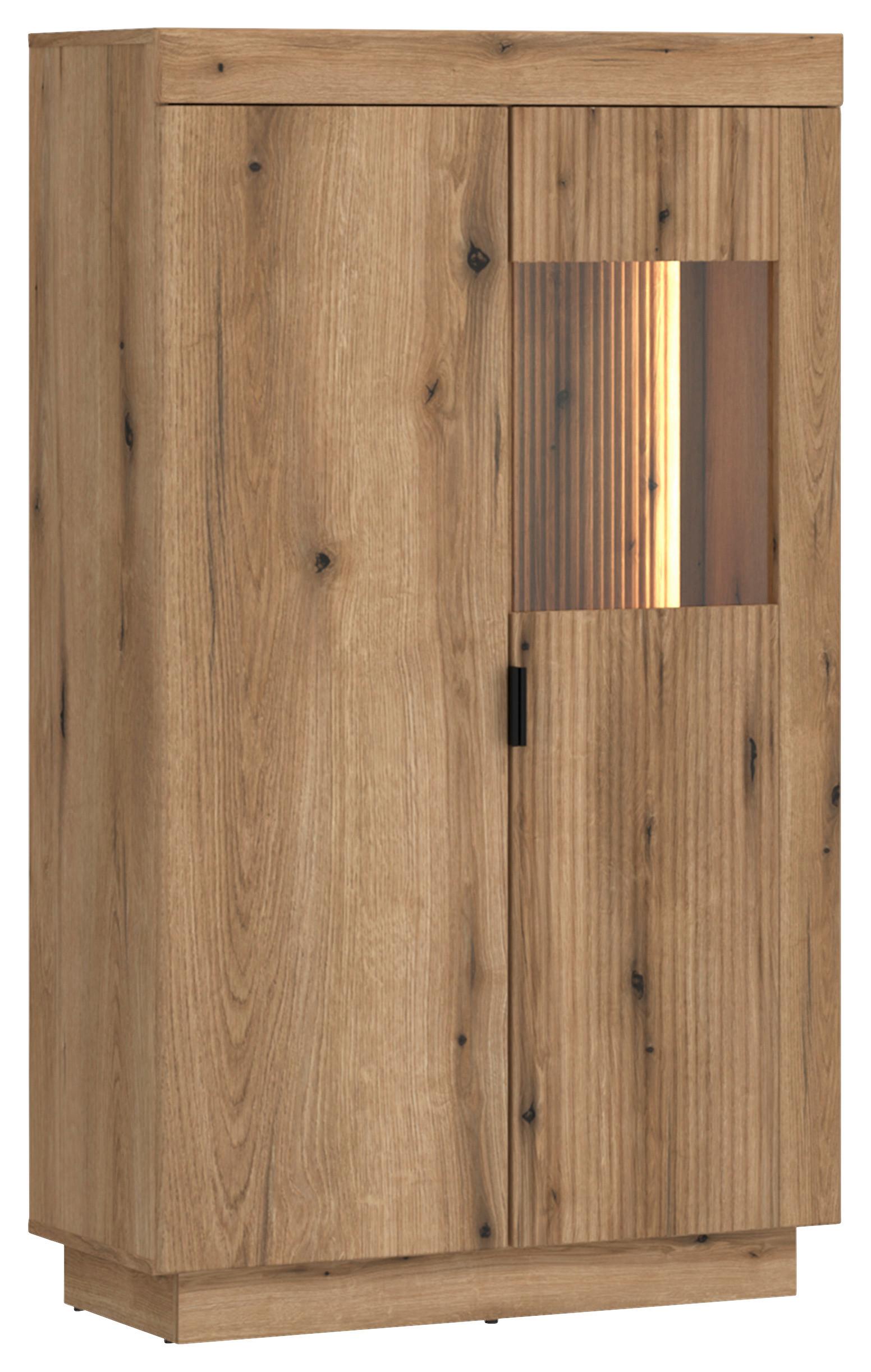 Vitrina Delamar - boje hrasta/crna, Trend, staklo/drvni materijal (80,4/140,2/39,6cm) - Modern Living