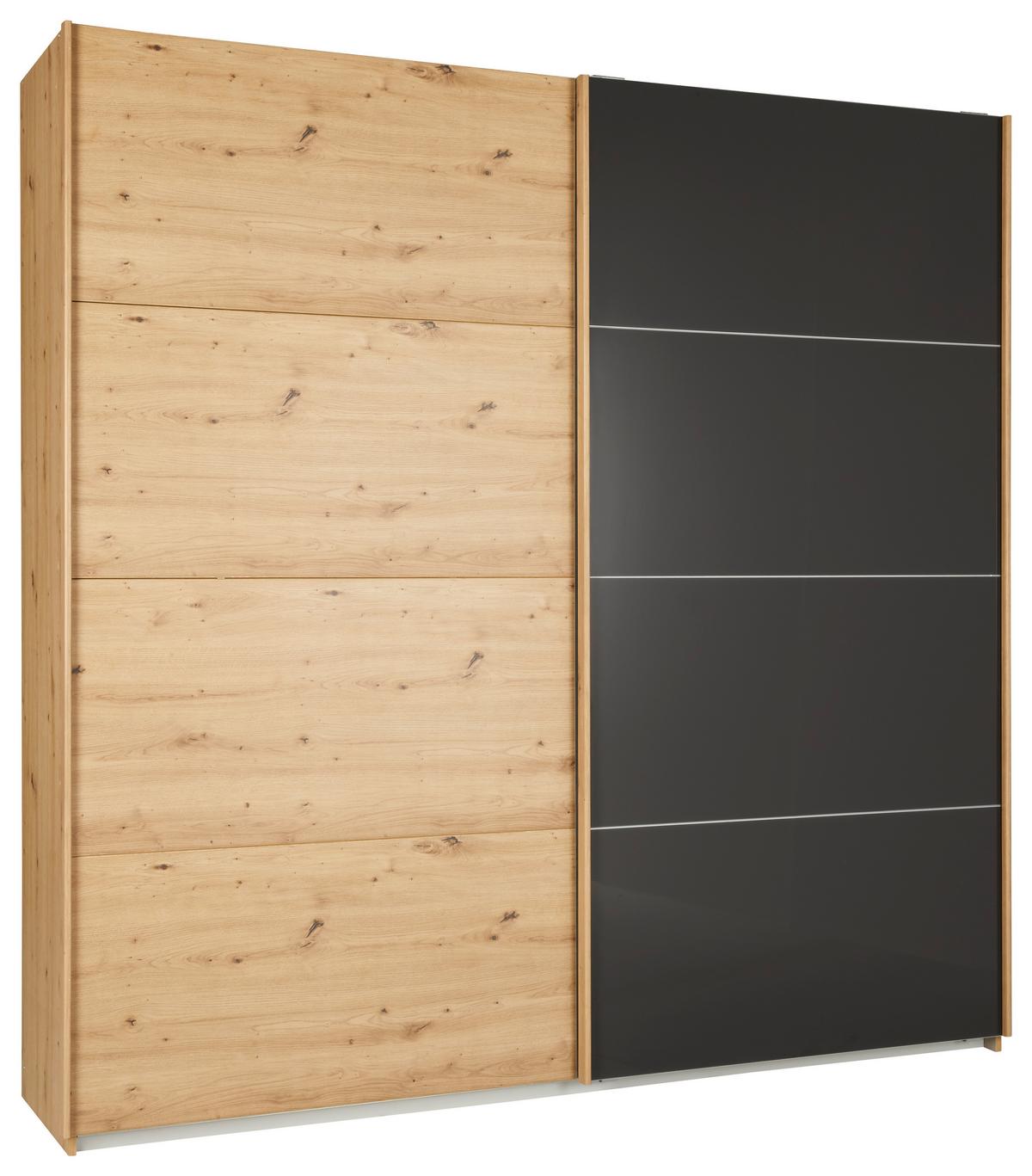 Ormar S Kliznim Vratima Quadra - boje hrasta, Konvencionalno, staklo/drvni materijal (226/229/63cm) - Modern Living