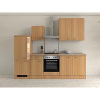 Kuhinjski Blok Z Aparati Nano, Barva Bukve - barve nerjavečega jekla/barve bukve, Moderno, umetna masa/leseni material (270cm) - FlexWell