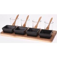 Set Zdjelica Za Dip Blacky - prirodne boje/prozirno, Moderno, staklo/drvo (30/15/7cm)