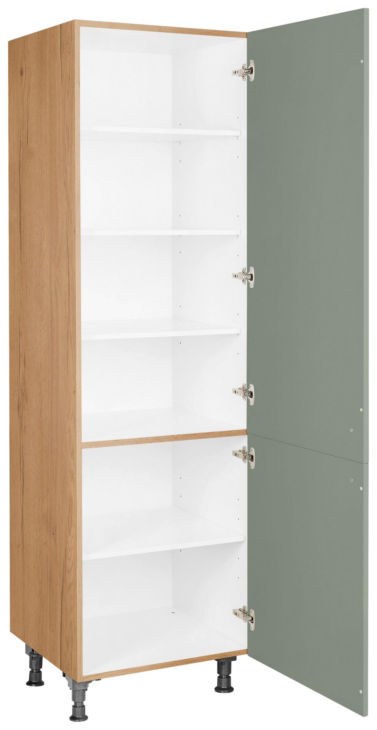 Geschirrschrank Cascada Grün - Eichefarben/Schwarz, MODERN, Holzwerkstoff/Metall (60/216,6/58cm) - Nobilia
